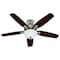 Hunter Decorative Ceiling Fan, 52 in Blade Dia, 5 Blades, 3 Speeds, 120V AC, Brushed Nickel 53090 - alternate 1
