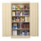 Tennsco Shelving Storage Cabinet, 72 in H, 36 in W, 18 in D, Swing, Keyed, Champagne/Putty, 4 Shelves 7218PY - alternate 1