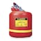 Justrite Type I Safety Can, Polyethylene, 5 gal, Stainless Steel Hardware, Red, Flammable Corrosives 14561 - alternate 1
