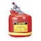 Justrite Type I Safety Can, Polyethylene, 2.5 gal, Stainless Steel Hardware, Red, Flammable Corrosives 14261 - alternate 1