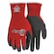 Mcr Safety Coated Gloves, Latex, Textured, Palm, 3 Abrasion Level, Red, L (9) 1 PR N9680L - alternate 1