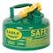 Eagle Mfg Type I Safety Can, Galvanized Steel, 1 gal, Green, 9 in Dia., Self-Closing Lid, Combustibles UI10SG - alternate 1