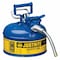 Justrite Type II Safety Can, AccuFlow(TM), Galvanized Steel, 1 gal, 5/8 in Metal Hose, Blue, Kerosene 7210320 - alternate 1