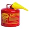 Eagle Mfg Type I Safety Can, Galvanized Steel, 5 gal, Self-Closing Lid, Includes Funnel, Red, Flammables UI50FS - alternate 1