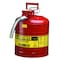 Justrite 5 gal. Red Steel Type II Safety Can for Flammables 7250130