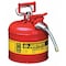 Justrite Type II Safety Can, AccuFlow(TM), Galvanized Steel, 2 gal, 5/8 in Metal Hose, Red, Flammables 7220120 - alternate 1