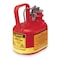 Justrite Type I Safety Can, Polyethylene, 1/2 gal, Stainless Steel Fitting, Oval, Red, Corrosives 14065 - alternate 1