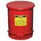 Justrite Oily Waste Can, 14 gal, Red, Steel, 20 1/4 in Height, Sound Dampening Foot Operated Self-Closing 09508 - alternate 1