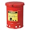 Justrite Oily Waste Can, 6 gal, Red, Steel, 15 7/8 in Height, Hand Operated Self-Closing 09110 - alternate 1