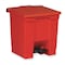 Rubbermaid Commercial Legacy Step On Container 8 gal Rectangular Step-On Can, Red, Foot Pedal, Plastic, 15 3/4 in FG614300RED - alternate 1