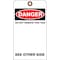 Zoro Select Danger Tag, Machine and Operational, Cardstock, 7 in H x 4 in W, White, Rectangle, 25 PK 3XCA9 - alternate 2