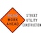 Lyle Road Work Ahead Traffic Sign, 30 in Height, 30 in Width, Aluminum, Diamond, English W20-1D-30HA - alternate 2