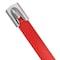 Panduit Cable Tie, 14-1/2 in L, 4 in Max Bundle Dia., Red, 316 Stainless Steel, 250 lb Strength, 50 PK MLTFC4H-LP316RD - alternate 1