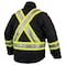 Tough Duck Men's Hi-Vis 5-in-1 Safety Jacket, 300D Poly Oxford with PU Coating, Black, LT S42641 - alternate 2