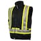 Tough Duck Men's Hi-Vis 5-in-1 Safety Jacket, 300D Poly Oxford with PU Coating, Black, LT S42641 - alternate 3