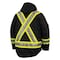 Tough Duck Men's Hi-Vis 5-in-1 Safety Jacket, 300D Poly Oxford with PU Coating, Black, LT S42641 - alternate 4