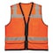 Ergodyne Orange Mesh Surveyors Vest, Org, S/M, Zipper closure Closure, 4 Outside Pockets, Orange, Size S/M 8253HDZ - alternate 1