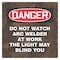 Accuform Welding Screen, Do Not Watch Arc Welder At Work, Vinyl, 13 oz/sq yd., 6 ft x 6 ft., Red PWD120RD - alternate 1