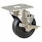 Zoro Select Swivel NSF-Listed Plate Caster w/Brake, Rubber, 4in, 200lb 33H637 - alternate 1