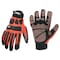 Zoro Select Hi-Vis Mechanics Gloves, Synthetic Leather/Silicone Dots Palm, S, Black/Orange 33J501 - alternate 1