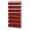 Quantum Storage Systems Steel, Polypropylene Bin Shelving, 14 in D x 74 in H x 36 in W, 8 Shelves, Red WR8-240RD - alternate 2
