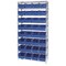 Quantum Storage Systems polypropylene Bin Shelving, 18 in D x 74 in H x 36 in W, 9 Shelves, Blue WR9-208BL - alternate 2