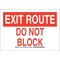 Brady Exit Route, Do Not Block, 7 in x 10 in, Rectangle, Polyester, 127172 127172 - alternate 1