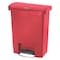 Rubbermaid Commercial Slim Jim Step-On 8 gal Rectangular Slim-Profile Plastic Can, Red, Foot Pedal, Plastic, 11 3/8 in 1883564 - alternate 1