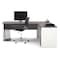 Bestar L Shaped Desk L-Shape Workstation, 82.9" D X 30.4" H, 71.1" W X Melamine, Slate/Sandstone 93880-59 - alternate 3