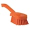 Vikan 3 in W Scrub Brush, Stiff, 5 57/64 in L Handle, 4 1/2 in L Brush, Orange, Plastic, 10 in L Overall 41927 - alternate 1