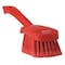 Vikan 3 in W Scrub Brush, Soft, 5 57/64 in L Handle, 4 1/2 in L Brush, Red, Plastic, 10 in L Overall 41944 - alternate 1