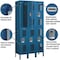 Salsbury Industries Wardrobe Locker, 36" W, 15" D, 78" H, (3) Wide, (6) Openings, Blue 72365BL-U - alternate 2