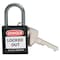 Brady Lockout Padlock, Keyed Different, Nylon, Black, 1 in Shackle Height, 1 3/16 in Body Width, 6 PK 118934 - alternate 1