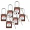 Brady Lockout Padlock, Keyed Alike, Nylon, Brown, 1 1/2 in Shackle Height, 1 1/2 in Body Width, 6 PK 118948 - alternate 2