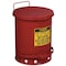 Justrite Oily Waste Can, 10 Gallon Capacity, Galvanized Steel, Red, Foot Operated Self Closing 09300 - alternate 1