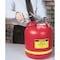 Justrite Liquid Disposal Safety Can, Polyethylene, 5 gal, Spring-loaded Sealed Cap, Red, Flammables 14765 - alternate 1