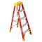 Werner Fiberglass Stepladder, 5 ft Ladder Ht, 4 Steps, 300 lb, 35 1/8 in Base Spread, 21 5/8 in Bottom W 6205 - alternate 1