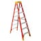Werner Fiberglass Stepladder, 7 ft Ladder Ht, 6 Steps, 300 lb, 41 1/4 in Base Spread, 25 1/8 in Bottom W 6207 - alternate 1