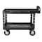 Rubbermaid Commercial Utility Cart with Deep Lipped Plastic Shelves, Plastic, 750 lb Load Capacity, 2 Shelves, 55 in L FG454610BLA - alternate 5