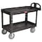 Rubbermaid Commercial Utility Cart with Deep Lipped Plastic Shelves, Plastic, 750 lb Load Capacity, 2 Shelves, 55 in L FG454610BLA - alternate 1