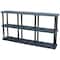 Structural Plastics Freestanding Plastic Shelving, Open Style, 16 in D, 96 in W, 51 in H, 3 Shelves, Black S9616X3 - alternate 1