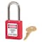 Master Lock Lockout Padlock, Keyed Alike, Thermoplastic, Red, 1 1/2 in Shackle Height, 1 1/2 in Body Width 410KAW400RED-3XX1331 - alternate 1