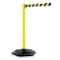 Tensabarrier Barrier Post with Belt, Black/Yellow, 7 1/2 ft Length, 38 in Post Height, No Legend 886-35-STD-NO-D4X-C - alternate 2