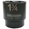 Westward WESTWARD 1/2 in Drive Impact Socket, Standard Socket, Black Oxide, 1 1/4 in 4LXN7 - alternate 1