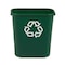 Rubbermaid Commercial Recycling Wastebasket Container, 7 gal Capacity, 10 1/2 in W, 15 in H, 14 1/2 in D, Plastic, Green FG295606GRN - alternate 3
