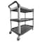 Rubbermaid Commercial Dual-Handle Utility Cart with Lipped Plastic Shelves, Plastic, 300 lb Load Capacity, 3 Shelves FG409100GRAY - alternate 3