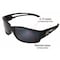 Edge Eyewear Kazbek, Safety Glasses, Anti-Scratch, G-15 Silver Mirror Lens, Black Frame, Full-Frame, Polarized TSK21-G15-7 - alternate 4