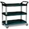 Rubbermaid Commercial Dual-Handle Utility Cart with Lipped Plastic Shelves, Plastic, 300 lb Load Capacity, 3 Shelves FG409100BLA - alternate 6