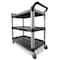 Rubbermaid Commercial Dual-Handle Utility Cart with Lipped Plastic Shelves, Plastic, 300 lb Load Capacity, 3 Shelves FG409100BLA - alternate 3