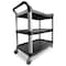 Rubbermaid Commercial Dual-Handle Utility Cart with Lipped Plastic Shelves, Plastic, 300 lb Load Capacity, 3 Shelves FG409100BLA - alternate 7